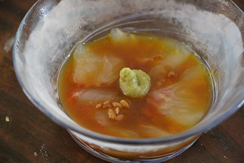 鯛の醤油糀と卵黄和え